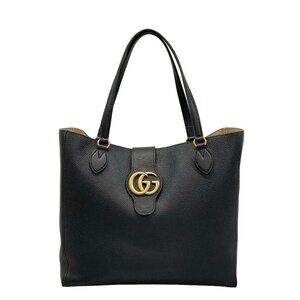 GUCCI GG Marmont Dahlia Tote Bag 779826 Black Leather - Tote Bag